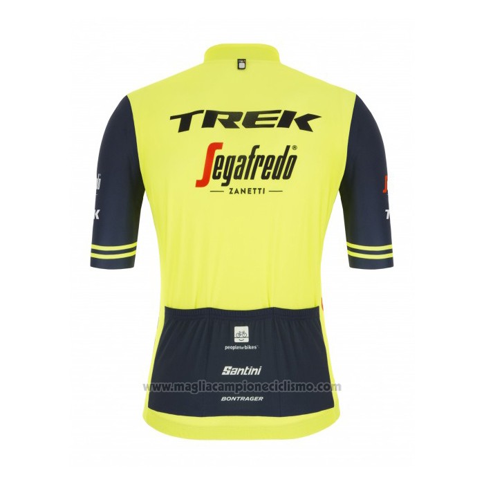 2021 Abbigliamento Ciclismo Trek Segafredo Giallo Scuro Blu Manica Corta e Salopette